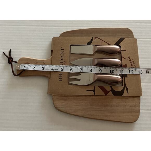 Brandani Italy Wooden Cheese Knife Set Acacia Cutting Board and 3 Servers NOB - Picture 7 of 7